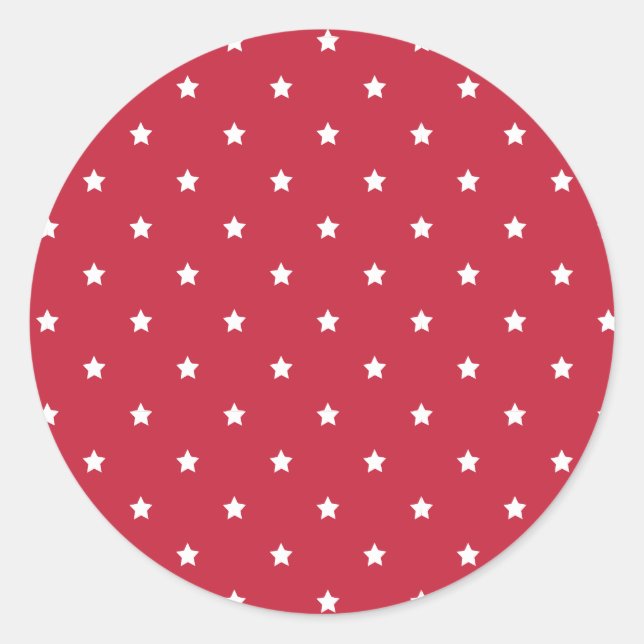 Micro Stars White - Cherry Red Runder Aufkleber (Vorderseite)