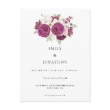 Micro Wedding Burgundy Floral Save the Date