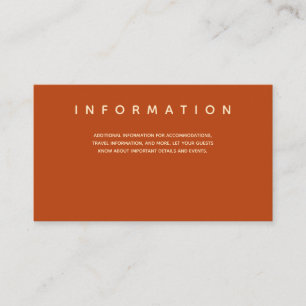 Micro Wedding Burnt Orange Typografy Information Begleitkarte