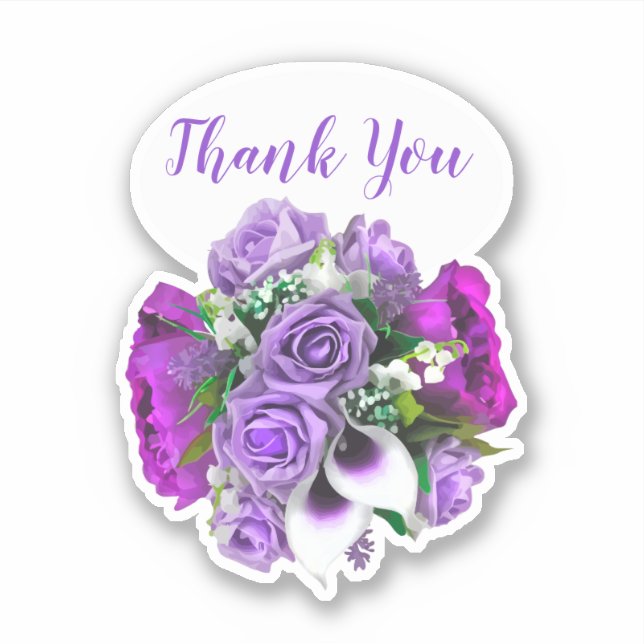 Micro Wedding Floral Bouquet Danke Stickers Aufkleber (Vorderseite)