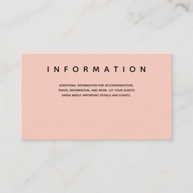 Micro Wedding Pink Black Typografy Information Begleitkarte (Vorderseite)