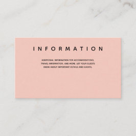 Micro Wedding Pink Black Typografy Information Begleitkarte