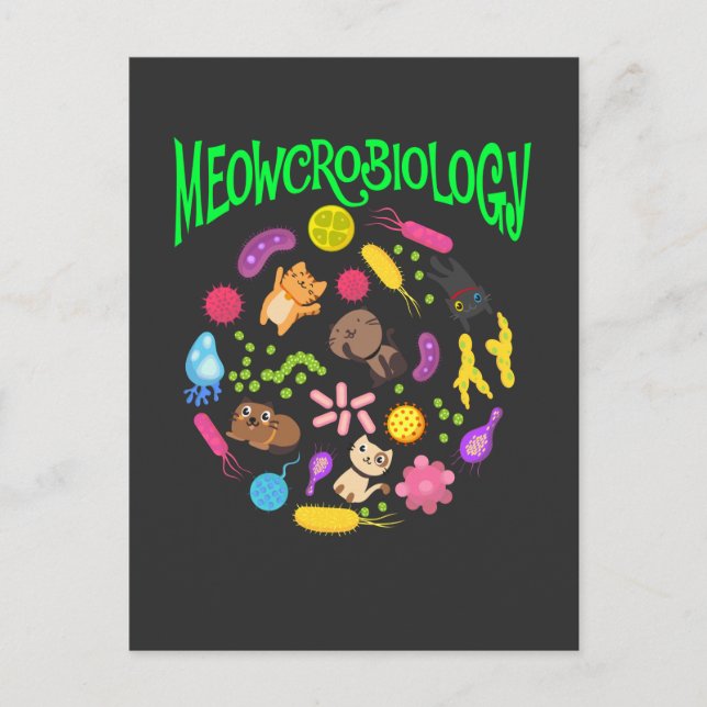Microbiology Cat Lover Scientist Niedlich Kitten Postkarte (Vorderseite)