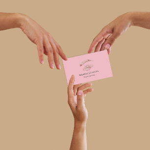 Microblade Lashes Makeup Logo Rose Pink Visitenkarte