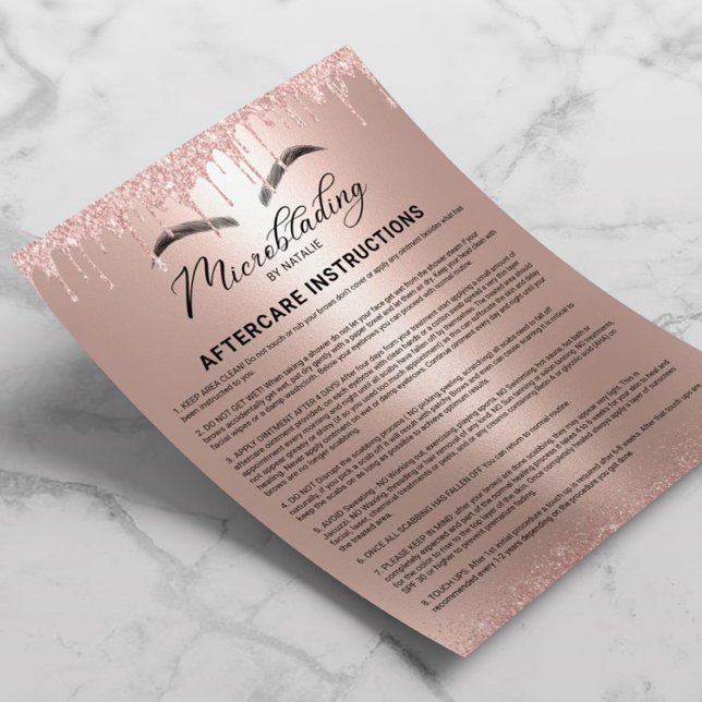 Microblading Aftercare Rose Gold Tropfen Flyer (Von Creator hochgeladen)