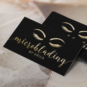 Microblading Brows Makeup Artist Black & Gold Visitenkarte
