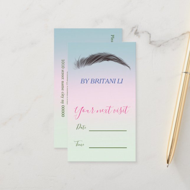 Microblading Brows Salon, Gradient Terminkarte (Vorderseite/Rückseite Beispiel)