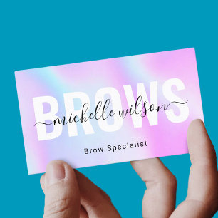 Microblading Brows Techniker Lila Holografie Visitenkarte