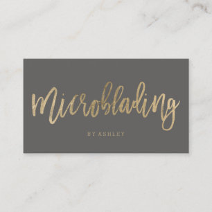 Microblading chic gold typografie grau visitenkarte