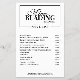 Microblading Eyebrow Borted Price List Flyer