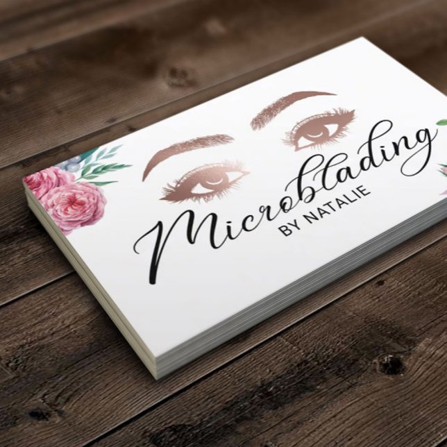 Microblading Eyebrows Beauty Salon Vintag Floral Visitenkarte (Von Creator hochgeladen)