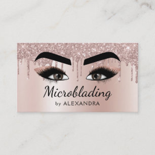 Microblading Eyebrows Brows Glitzer Rose Gold Pink Visitenkarte