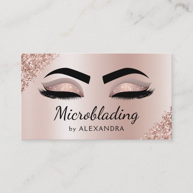 Microblading Eyebrows Brows Glitzer Rose Gold Pink Visitenkarte (Vorderseite)