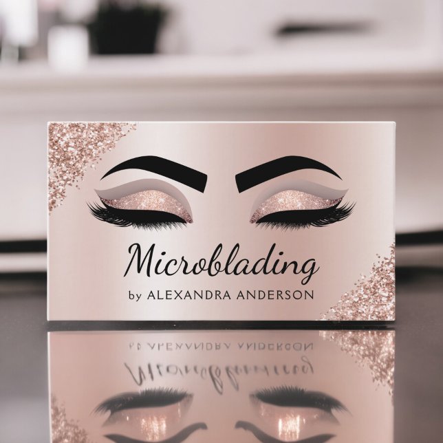 Microblading Eyebrows Brows Glitzer Rose Gold Pink Visitenkarte (Von Creator hochgeladen)