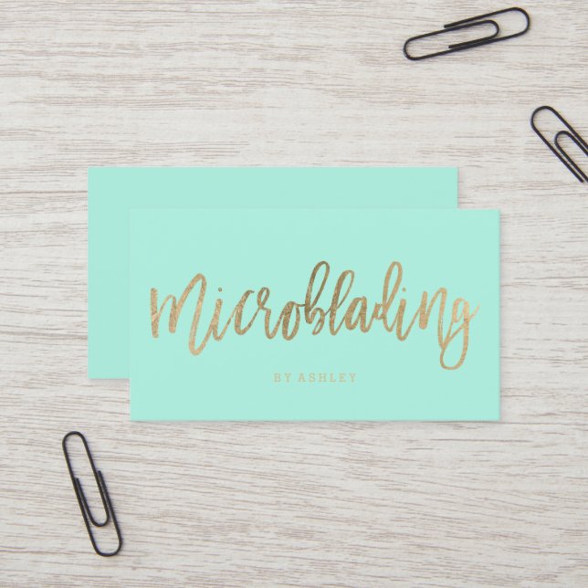 Microblading Goldtypographie-Aquapastell Visitenkarte (Vorderseite/Rückseite Beispiel)
