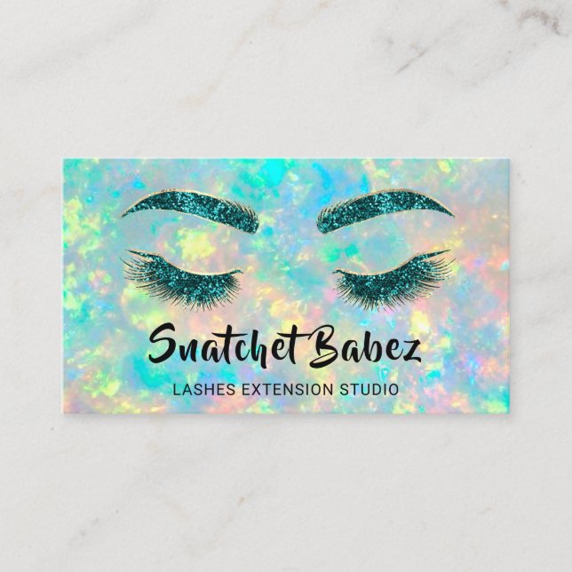 Microblading Makeup Eyelash Aquamarin Holograph Visitenkarte (Vorderseite)