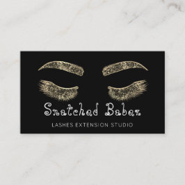 Microblading Makeup Eyelash Black Gold Visitenkarte