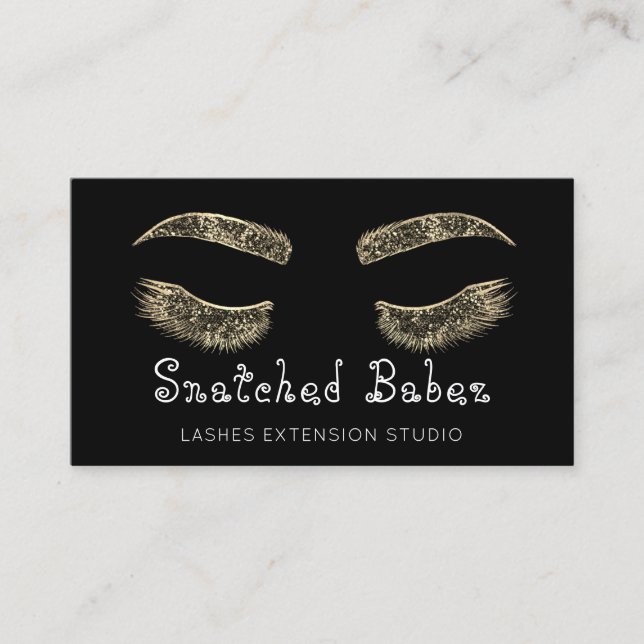 Microblading Makeup Eyelash Black Gold Visitenkarte (Vorderseite)