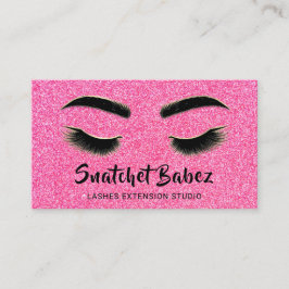 Microblading Makeup Eyelash Studio Logo QR Pink Visitenkarte