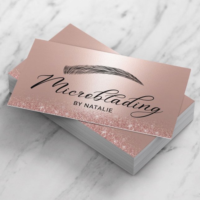 Microblading Rose Gold Glitzer Brows Salon Visitenkarte (Von Creator hochgeladen)