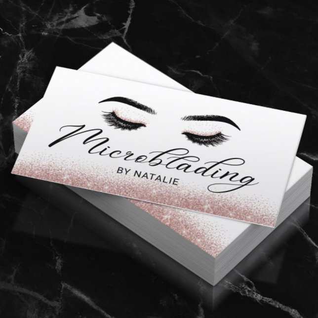 Microblading Rose Gold Glitzer Elegante Typografie Visitenkarte (Von Creator hochgeladen)