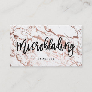 Microblading Typografie-Rosengoldweißmarmor Visitenkarte