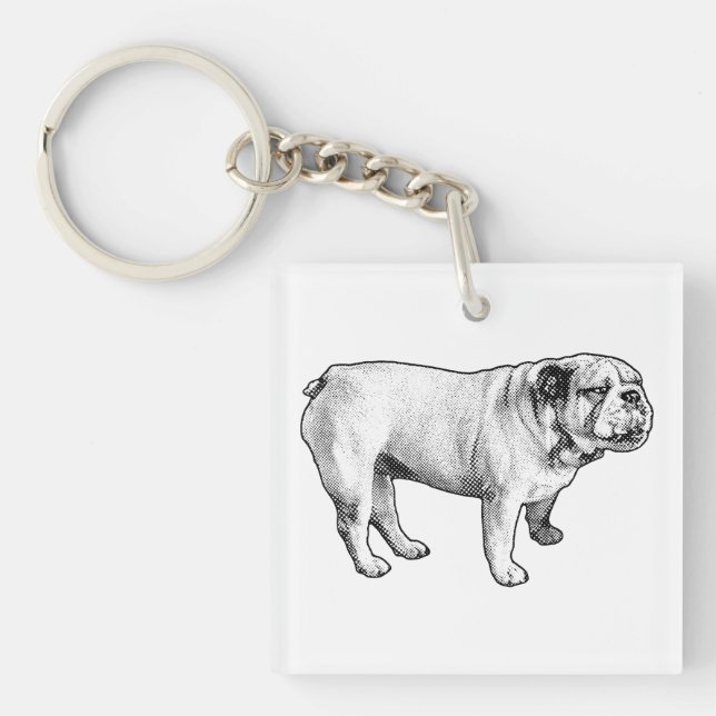 Microdot-Pose, Bulldogge Schlüsselanhänger (Vorderseite)