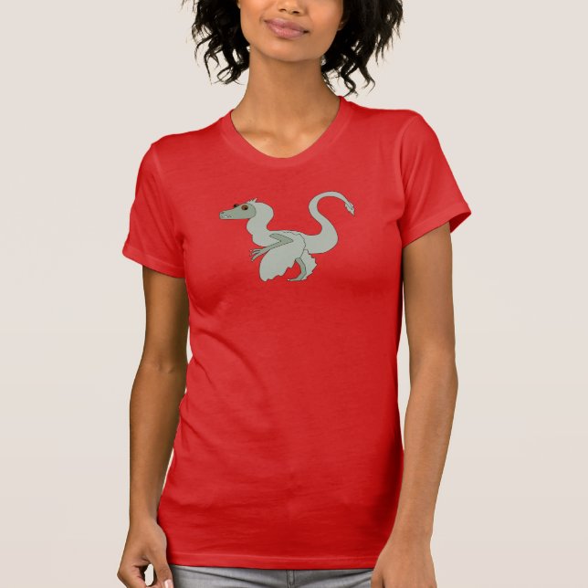 Microraptor Dinosaur Erwachsener Rot T-Shirt (Vorderseite)