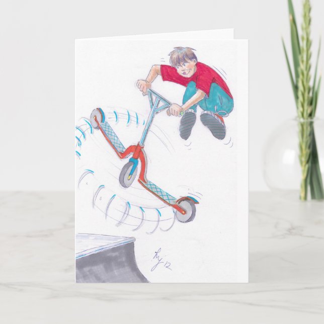 Microscooter-Cartoon Karte (Vorderseite)