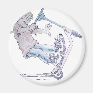 Microscooter-Roller-Cartoon Magnet