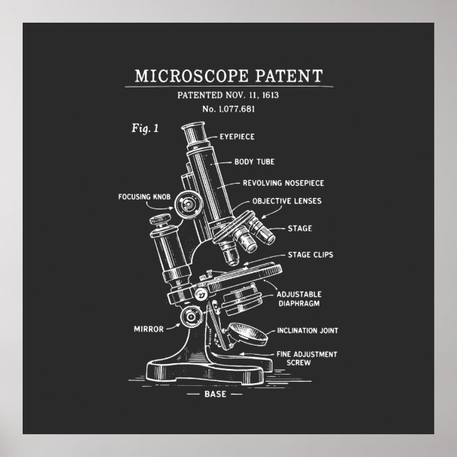 Microscope Blueprint patent Poster (Vorne)