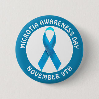 Microtia Blue Awareness Day Ribbon Button
