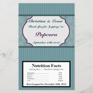 Microwave Popcorn Wrapper Aquamarin Blue Damask/St Flyer