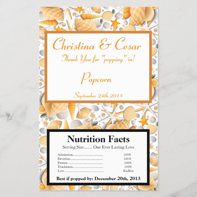 Microwave Popcorn Wrapper Assorted Seashells Orang Flyer (Vorne)