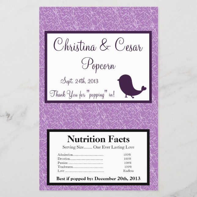 Microwave Popcorn Wrapper Bird Swing Lila BG Flyer (Vorne)