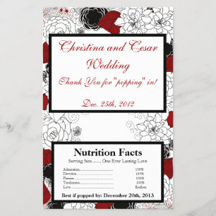Microwave Popcorn Wrapper Black Blume Rote Blätter Flyer