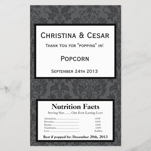 Microwave Popcorn Wrapper Black Gray Formal Gothic Flyer (Vorne)
