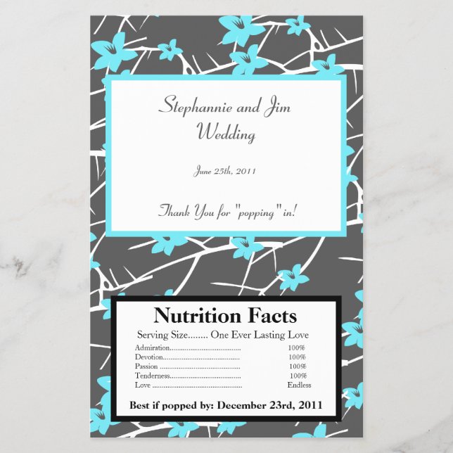 Microwave Popcorn Wrapper Blue Tea Arizona Blume Flyer (Vorne)