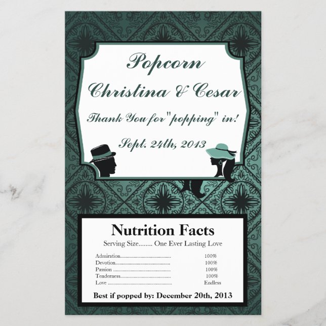Microwave Popcorn Wrapper Damask Aquamariner Coupl Flyer (Vorne)