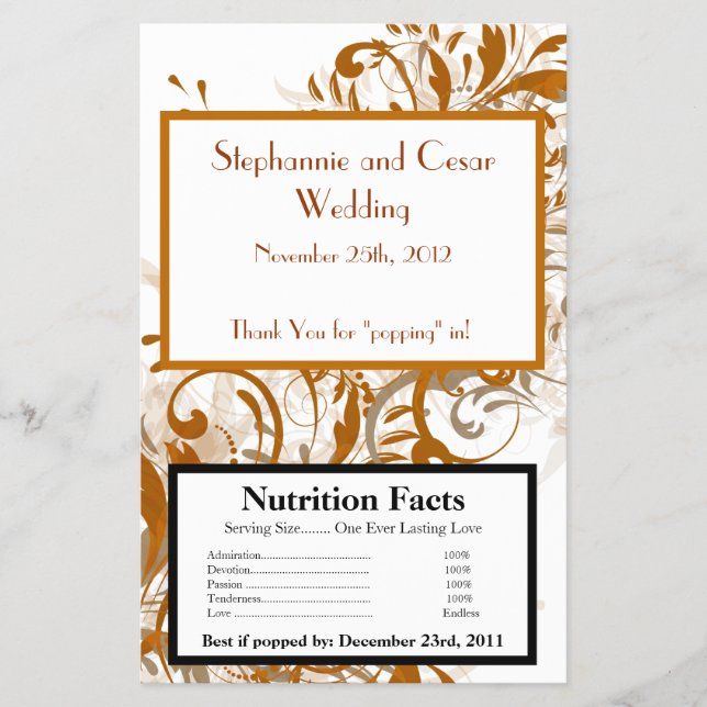 Microwave Popcorn Wrapper Damask Herbst Flyer (Vorne)