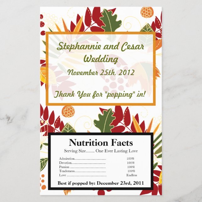 Microwave Popcorn Wrapper Fall Foliage Blätter Flyer (Vorne)