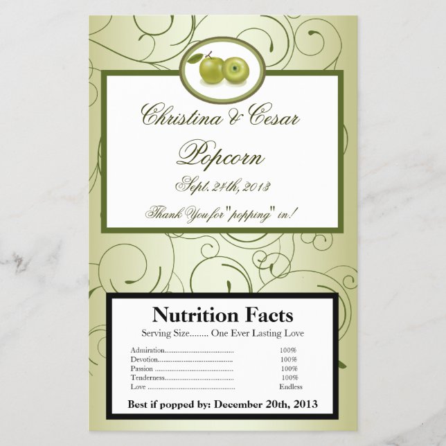 Microwave Popcorn Wrapper Green Apfel Wirbel Fruch Flyer (Vorne)