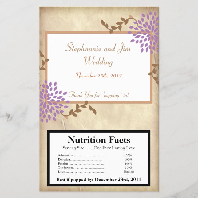 Microwave Popcorn Wrapper Lila und grün Flyer (Vorne)