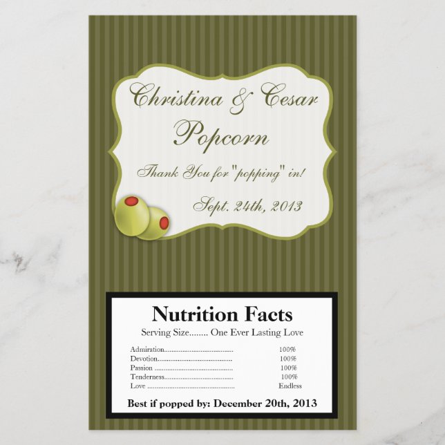 Microwave Popcorn Wrapper Martini Olives Green Str Flyer (Vorne)