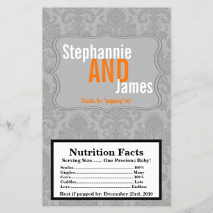 Microwave Popcorn Wrapper Modernes Grau Damask Spi Flyer