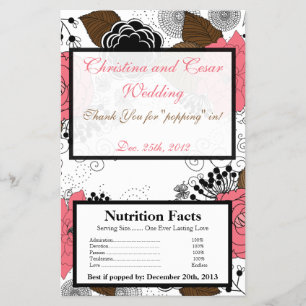 Microwave Popcorn Wrapper Pink Blume Braun Blätter Flyer