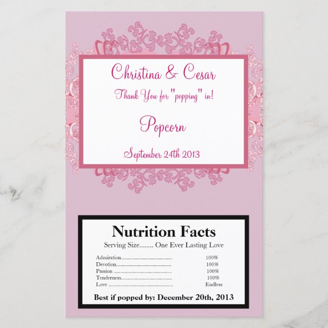 Microwave Popcorn Wrapper Pink/Lila Chinesisches S (Vorderseite)