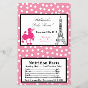 Microwave Popcorn Wrapper Pink Poodle Paris Eiffel Flyer