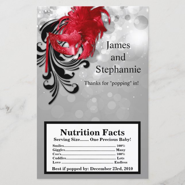 Microwave Popcorn Wrapper Red auf Silver Masquerad (Vorderseite)