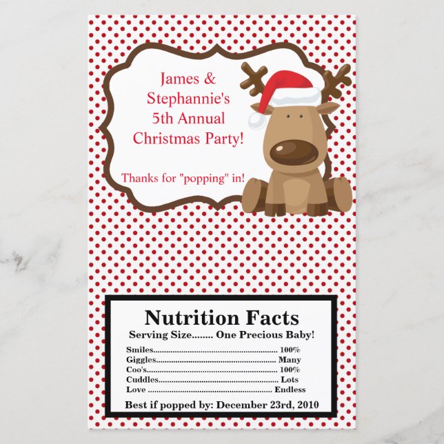 Microwave Popcorn Wrapper Reindeer Christmas XMAS (Vorderseite)
